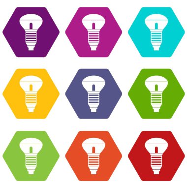 Renk altı yüzlü LED ampul simgesi ayarla