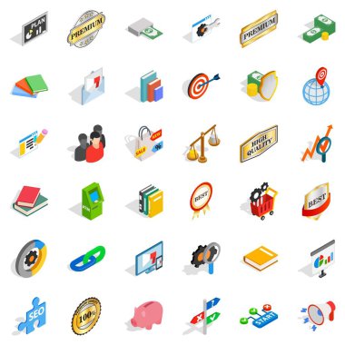 Banka simgeleri ayarlandı, izometrik biçim