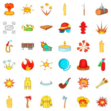 Yangın söndürücüyü Icons set, karikatür tarzı