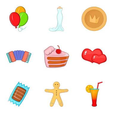 Nişan Icons set, karikatür tarzı