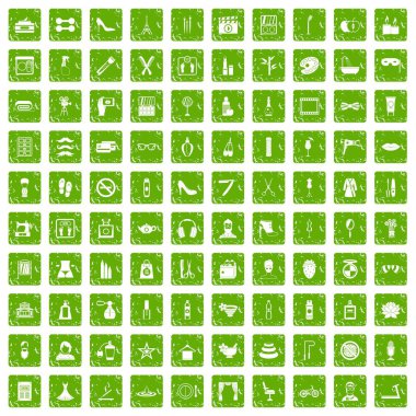 100 güzellik ve makyaj simgeler grunge yeşil ayarla