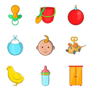 Çocuk Icons set, karikatür tarzı