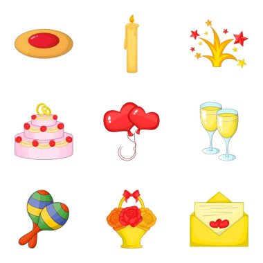 Ciddi olay Icons set, karikatür tarzı