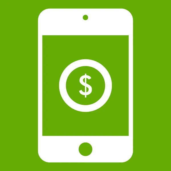 Smartphone med dollartecken på uppvisning ikonen grön — Stock vektor