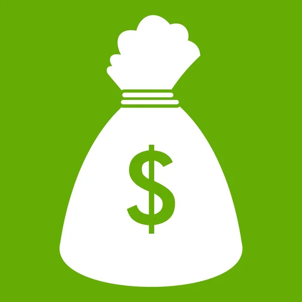 Peníze pytle ikona zelená — Stockový vektor