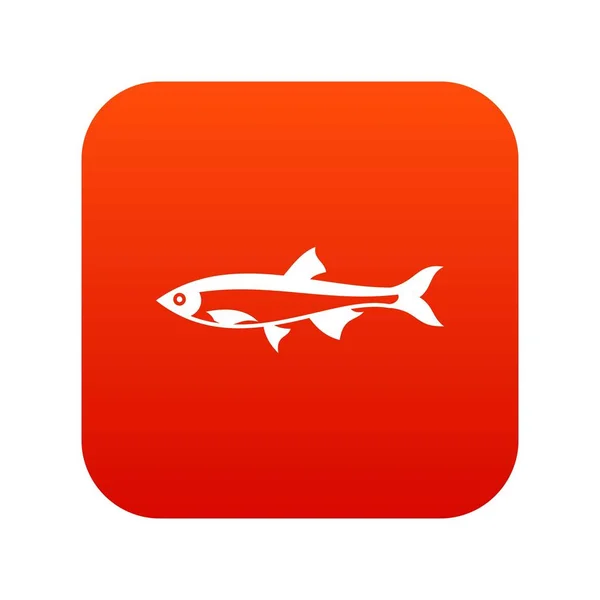 Herring fish icon digital red — Stock Vector