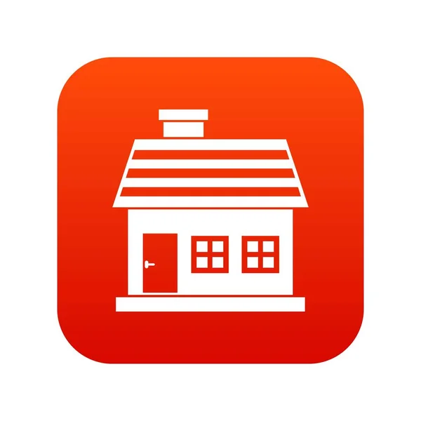 En-vånings hus ikonen digital röd — Stock vektor