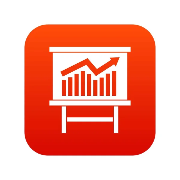 Gráfico de crecimiento icono de presentación digital rojo — Vector de stock