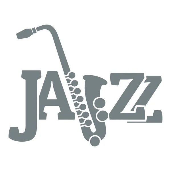 Logotipo saxofone, estilo cinza simples — Vetor de Stock