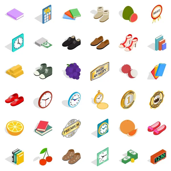 Delicatesse iconen set, isometrische stijl — Stockvector