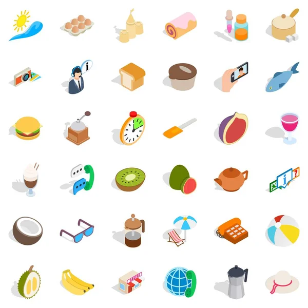 Conjunto de iconos de panadería, estilo isométrico — Vector de stock
