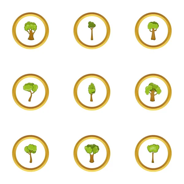 树木植物图标集, 卡通风格 — 图库矢量图片