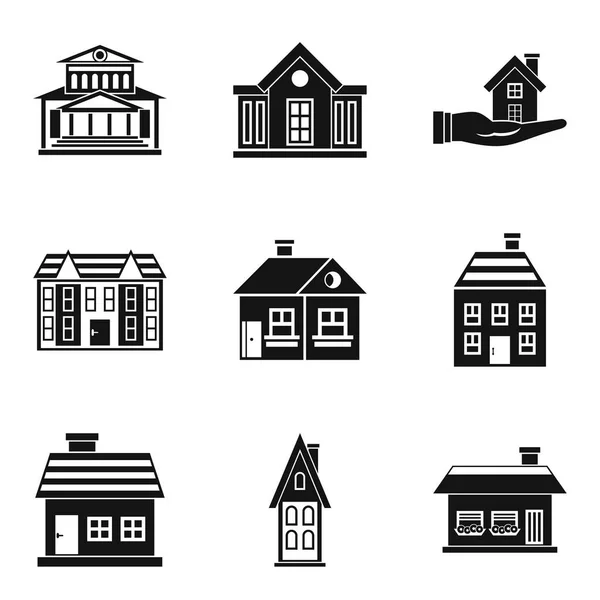 Residentie iconen set, eenvoudige stijl — Stockvector