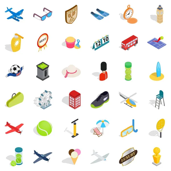 Conjunto de ícones de futebol, estilo isométrico — Vetor de Stock