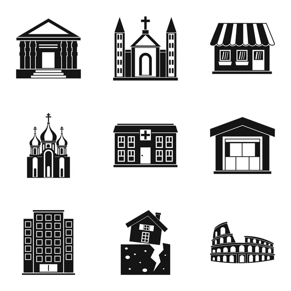 Ensemble d'icônes d'habitation, style simple — Image vectorielle