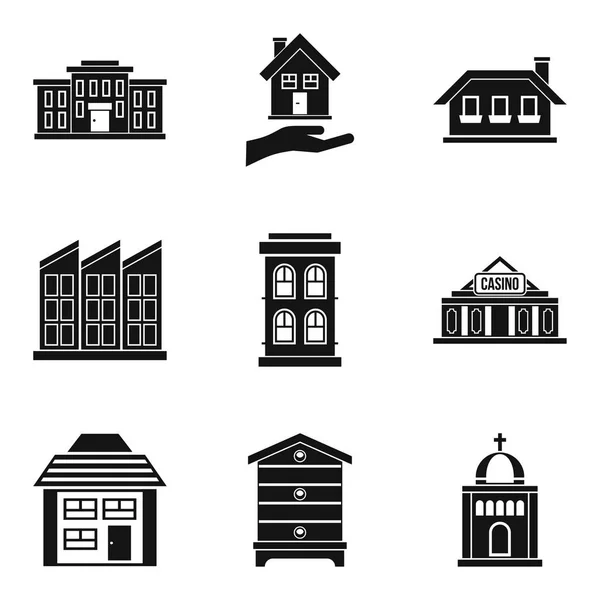 Bewoning iconen set, eenvoudige stijl — Stockvector