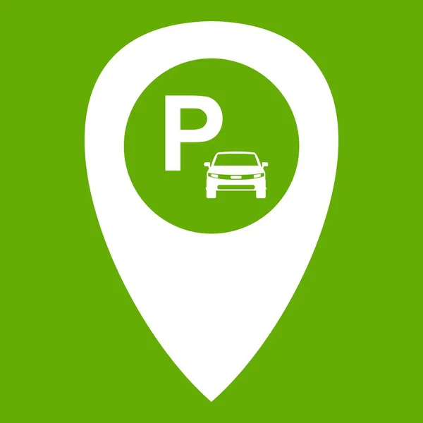 Namapovat ukazatel ikonou parkování auta zelená — Stockový vektor