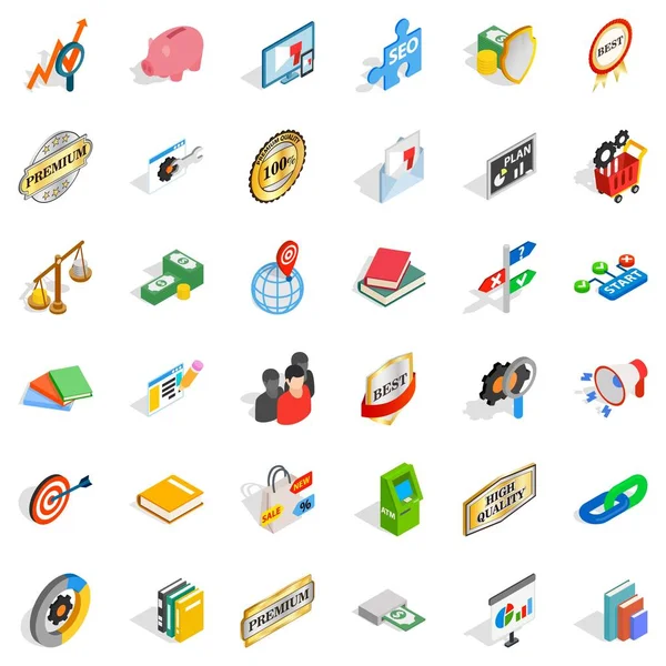 Label iconen set, isometrische stijl — Stockvector