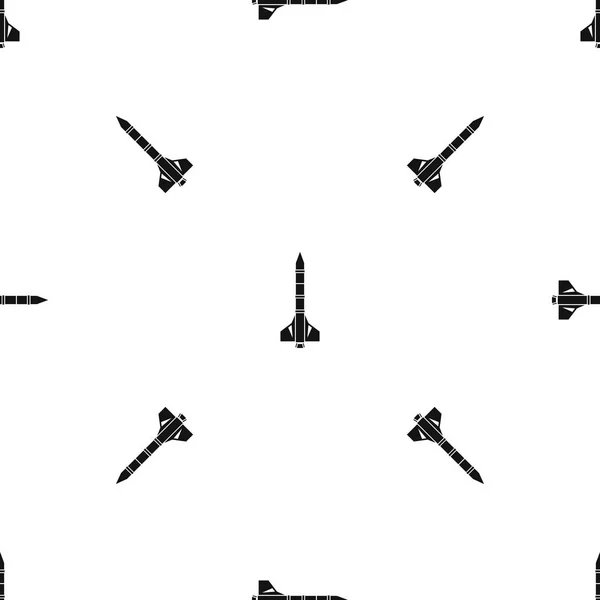 Patrón de cohete atómico negro sin costuras — Archivo Imágenes Vectoriales