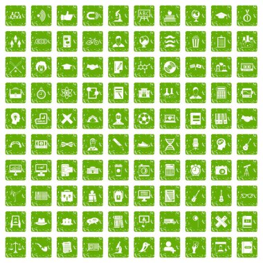 100 öğrenci simgeler grunge yeşil ayarla