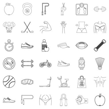 Diyet Icons set, anahat stili