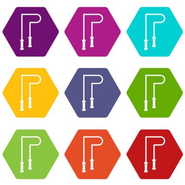 Renk altı yüzlü atlama ipi Icon set