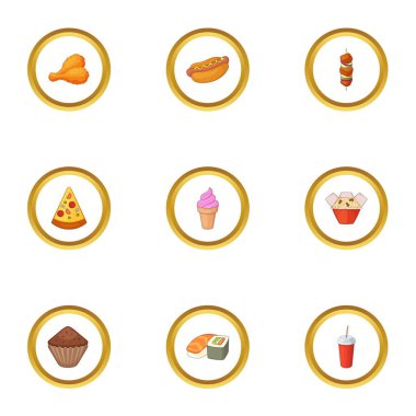 Aperatifler Icons set, karikatür tarzı