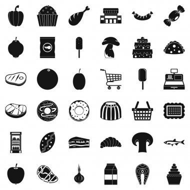 Alışveriş Icons set, basit tarzı