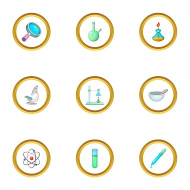 Kimya bilim Icons set, karikatür tarzı