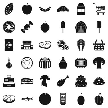 Yazar kasa Icons set, basit tarzı