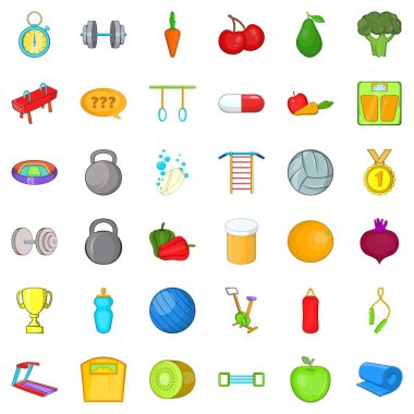 Egzersiz Icons set, karikatür tarzı