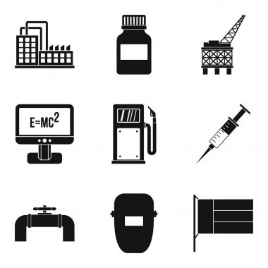 Fosil kaynakları Icons set, basit tarzı