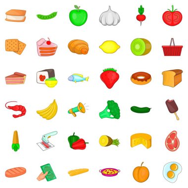 Icons set alışveriş, karikatür tarzı