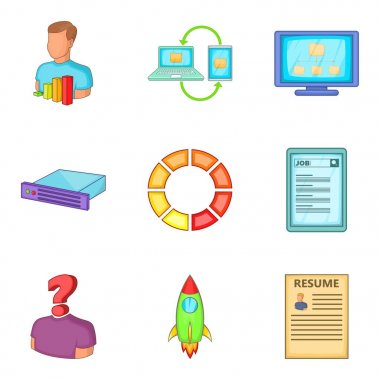 Devam etmek için iş Icons set, karikatür tarzı