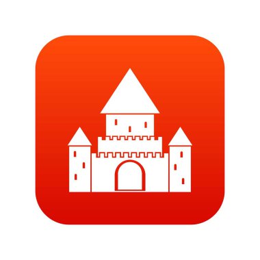 Chillon Castle, İsviçre simgesi dijital kırmızı