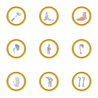 Travmatoloji ve ortopedik Icons set, karikatür tarzı