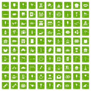Yeşil grunge 100 tatlılar Icons set