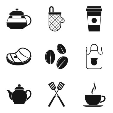 Kızartma Icons set, basit tarzı