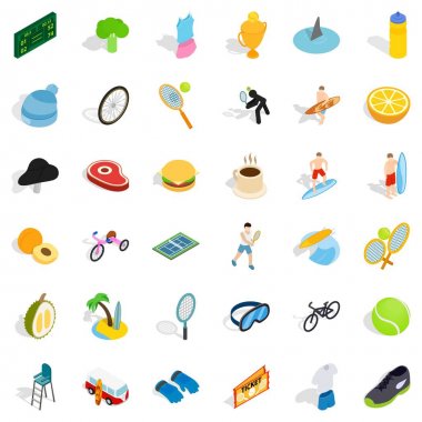 Sörf Icons set, izometrik stili