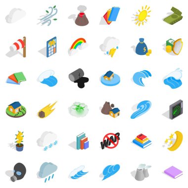 Doğa kuvvet Icons set, izometrik stili