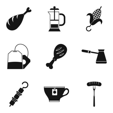Fried gıda Icons set, basit tarzı