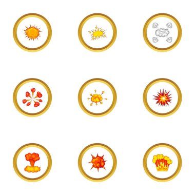 Oyun patlama Icons set, karikatür tarzı