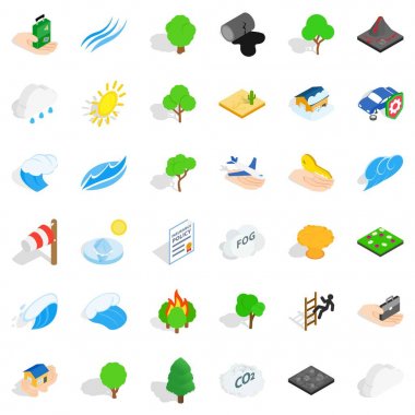 Yangın Icons set, izometrik stili