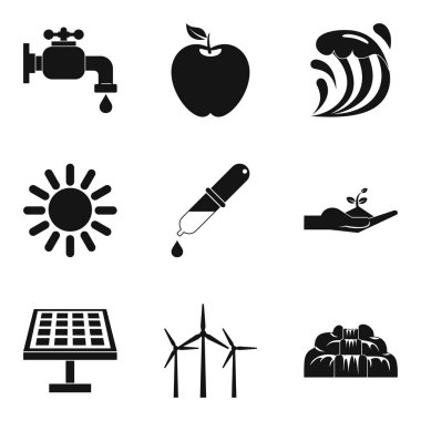 Parçacık Icons set, basit tarzı