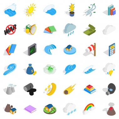 Hiçbir savaş Icons set, izometrik stili