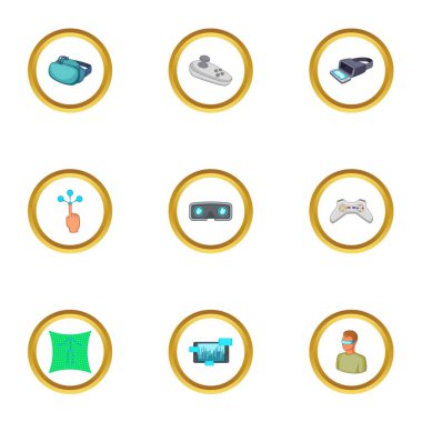 Sanal gerçeklik oyun Icons set, karikatür tarzı
