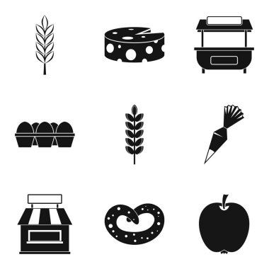 Pizza Icons set, basit tarzı için madde