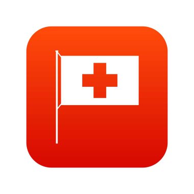 İsviçre bayrağı simgesi dijital kırmızı