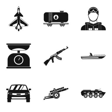 Mücadele Icons set, basit tarzı