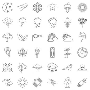 Termometre Icons set, anahat stili